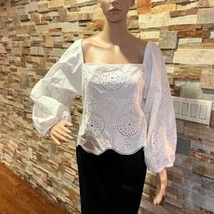 REISS Becci Elegant Embroidered Top